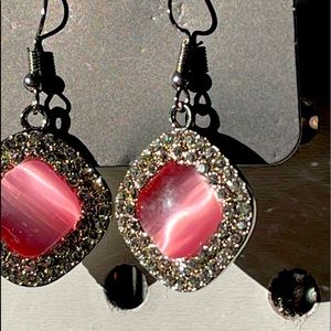 Pink moon stone earrings